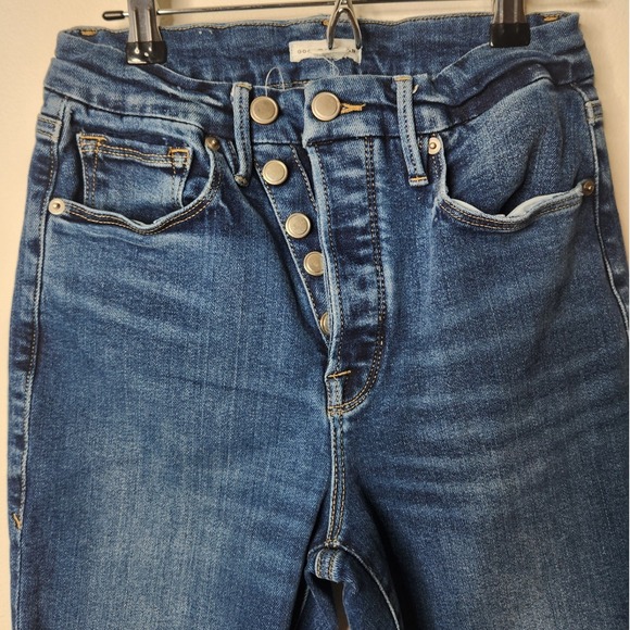 Good American High Rise Button Fly Skinny Jeans Dark Wash Size 6 28 GWADJ014T - Picture 2 of 5